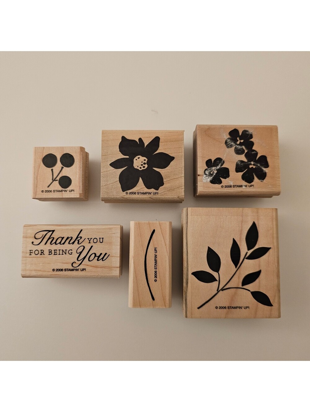 Stampin' Up Best Blossoms Set 6 Rubber on Wood Stamps Scrapbooking Card Making